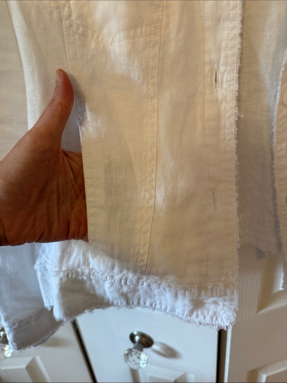 Lulu B White Linen Jean Jacket - XL - Picture 5 of 9